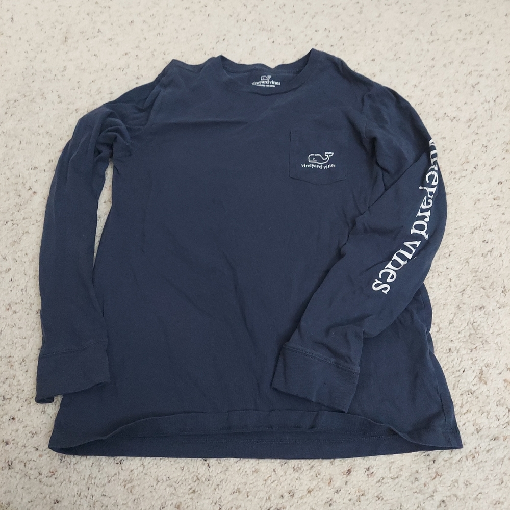 VINEYARD VINES Shirt Boy's Medium 12-14 Navy Long Sleeve Shirt  Whale